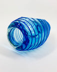 Extremely rare and heavy Murano MCM blue sommerso ribbed glass vase