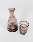 Antique Bohemian cameo hand etched glass carafe set