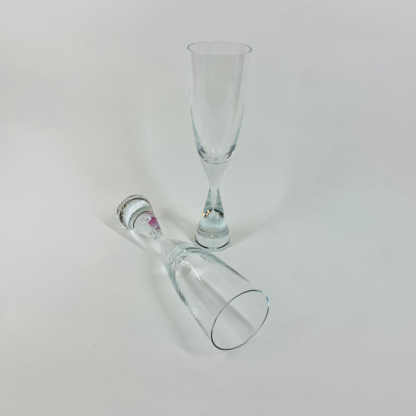 Signed MCM Holmegaard Princess glass champagne flutes