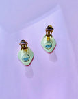 1950s Italian white & red enamel clip on earrings