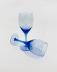 MCM hand made short stem blue wine glasses