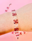 1950s clear purple crystal beads choker and bracelet