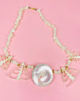 Large 1950s natural hand made sea shell statement necklace
