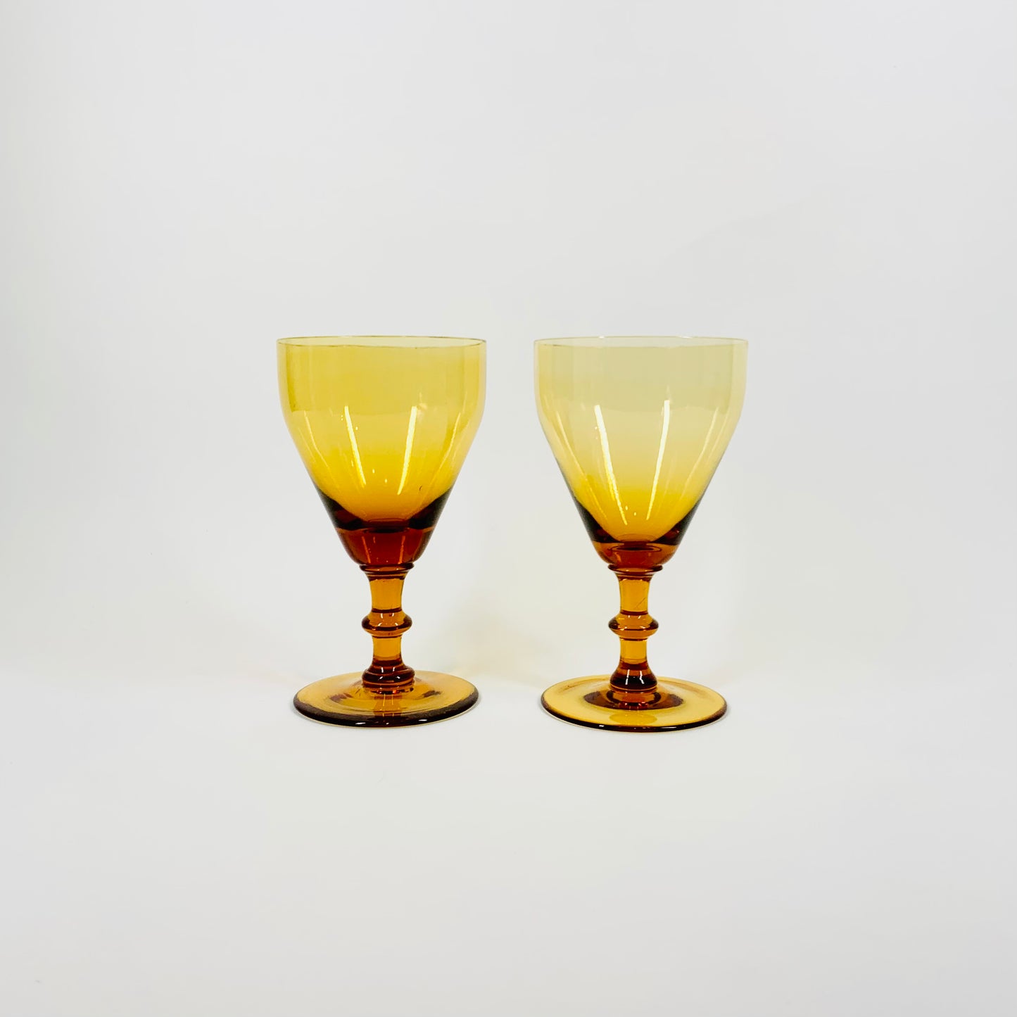 Rare Midcentury amber short stem wine glasses