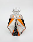 Extremely extremely rare antique Art Deco black & orange enamel decanter satin glass set by Karl Palda