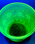 ETCHED URANIUM GLASS VASE