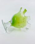 1980s Australian green art glass comport by Helmut Hiebl
