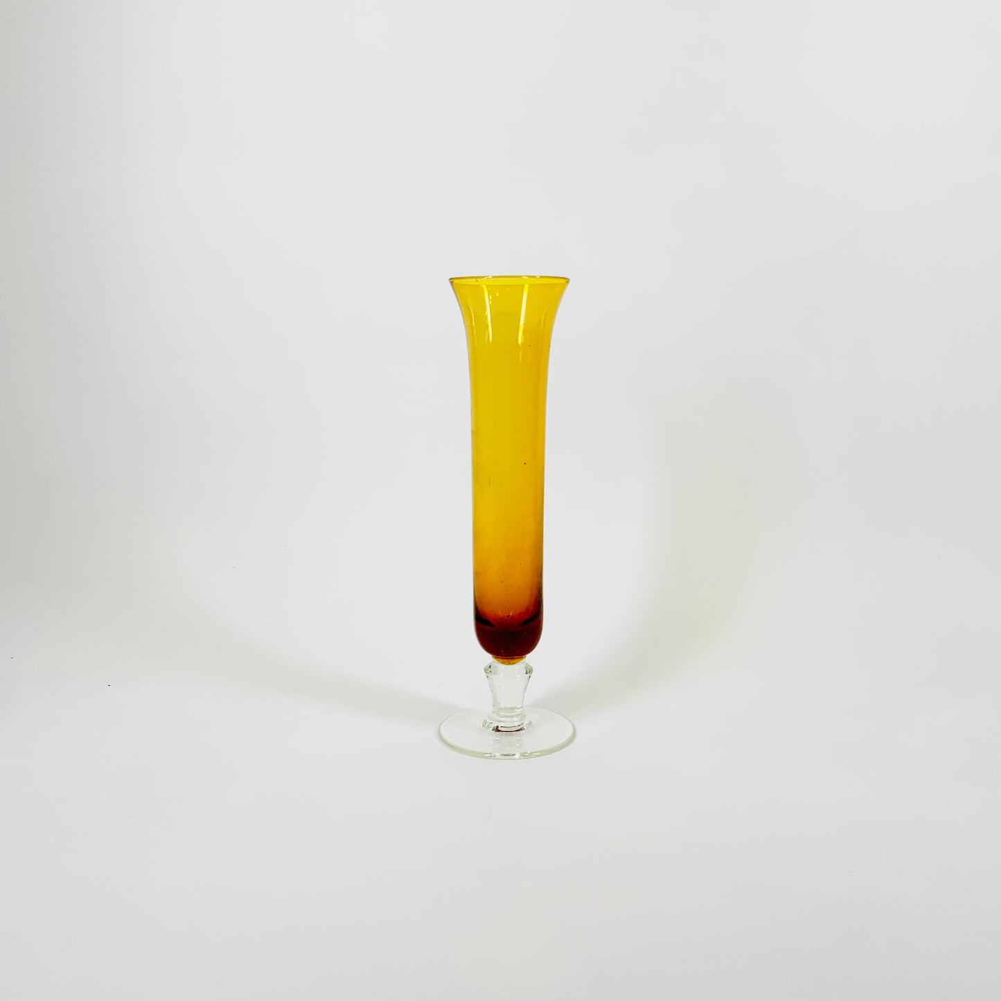 Midcentury Japanese cobalt blue glass footed tube vase