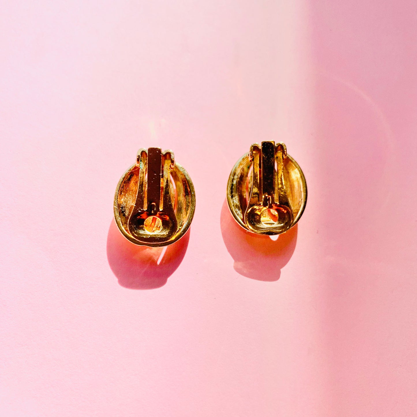 1980s Barcs triple plated gold clip on button earrings
