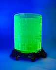 ETCHED URANIUM GLASS VASE