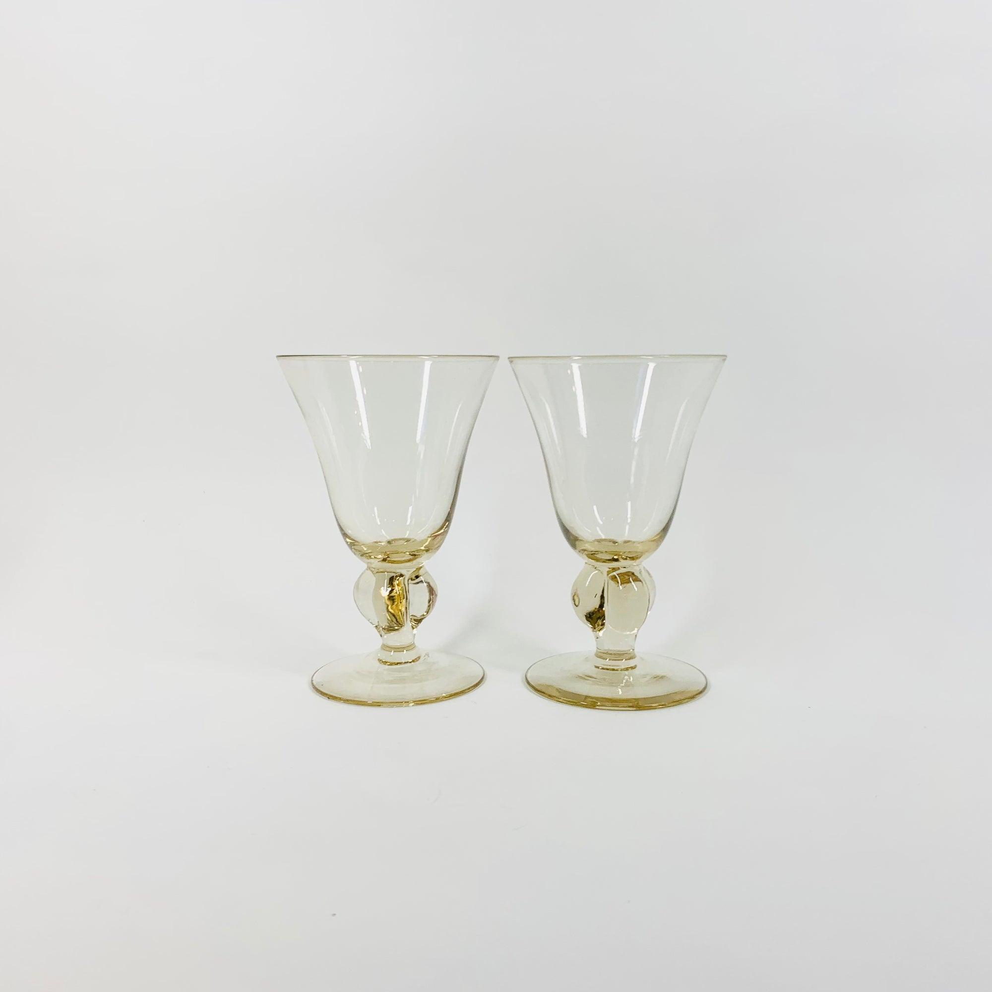 Rare Midcentury Swedish hand made citrine liqueur glasses with short stem