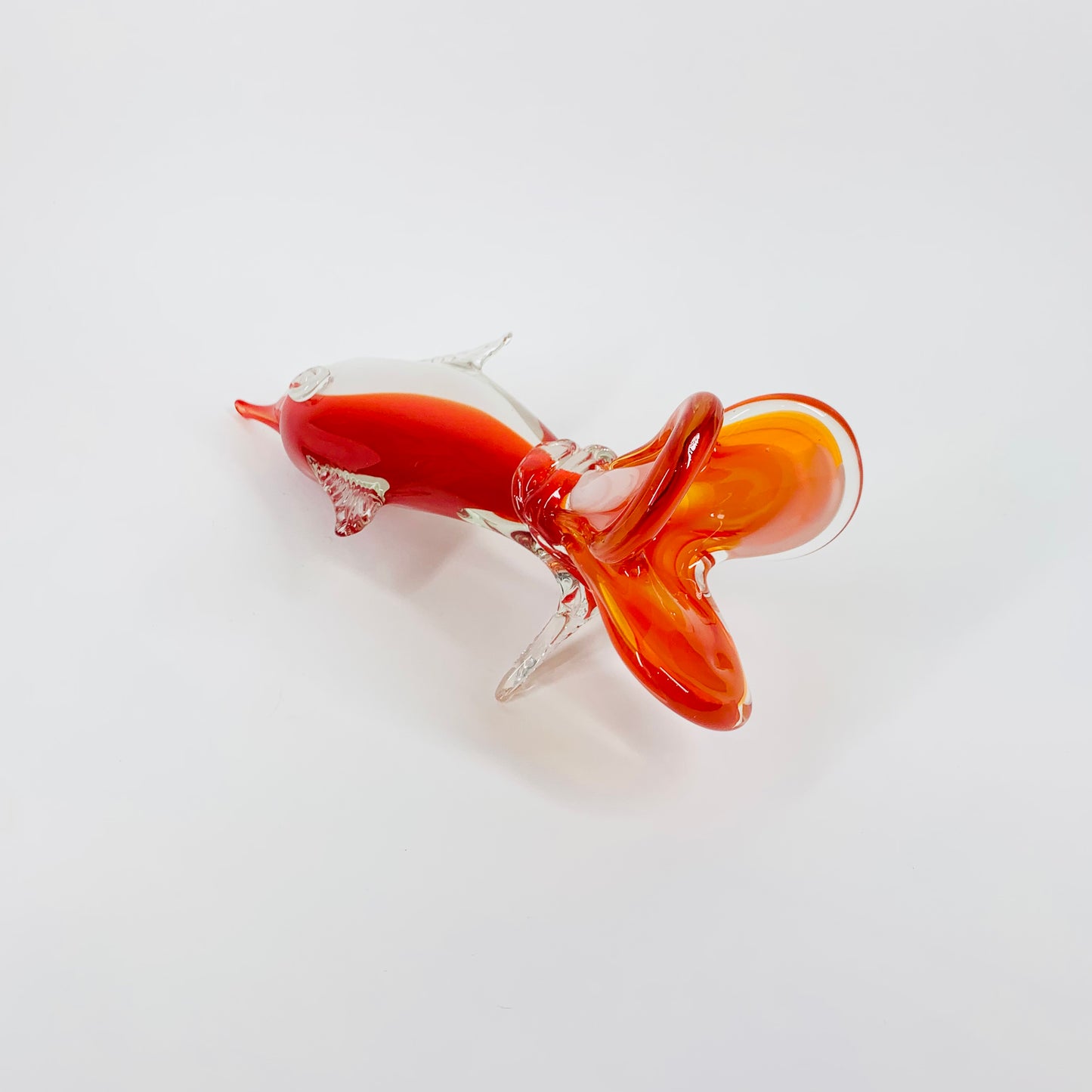 Midcentury white orange fish sculpture vase