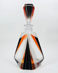 Extremely extremely rare antique Art Deco black & orange enamel decanter satin glass set by Karl Palda