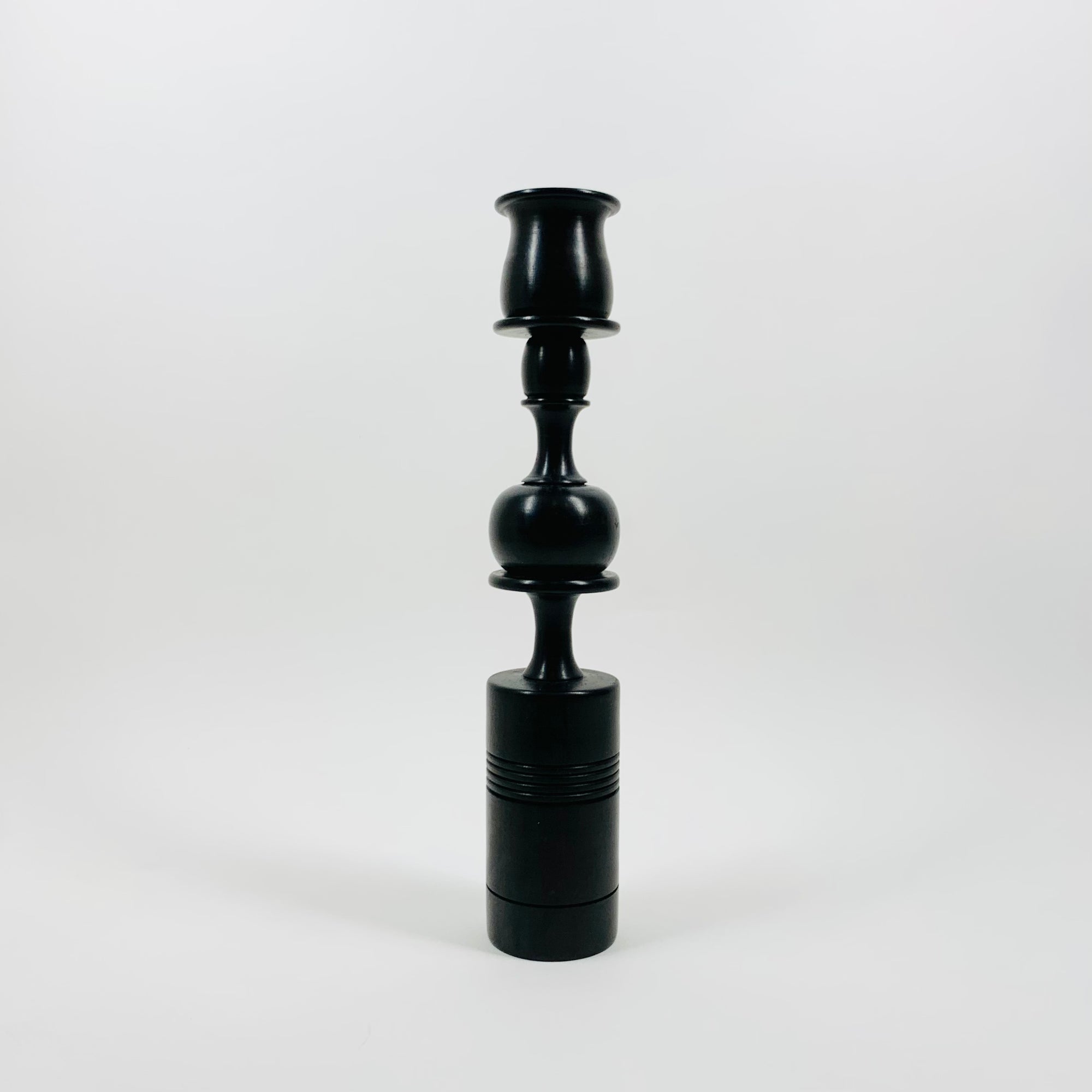 MCM hand made walnut wood candle holder