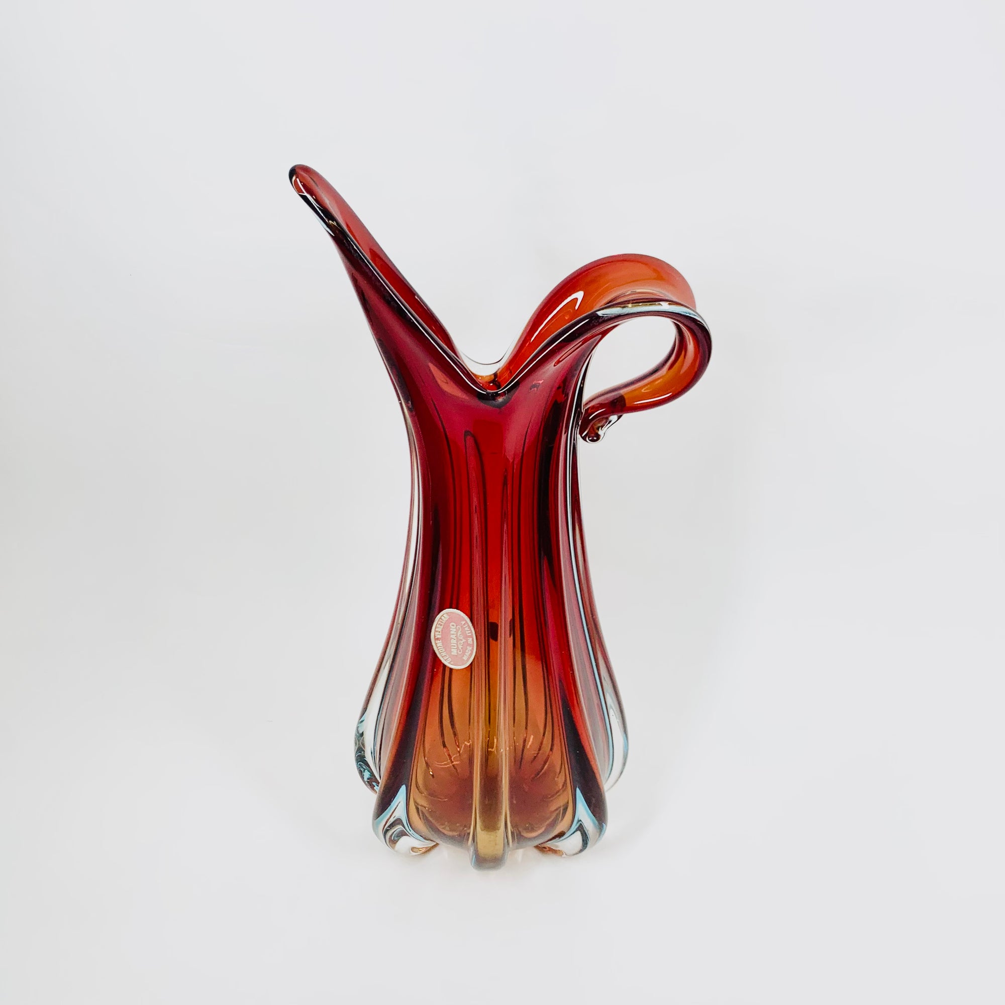 RED MURANO BULBOUS VASE