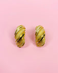 1960s gold plated filigree half hoop clip on earrings