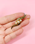 1960s Avon triple plated gold pearl wave brooch