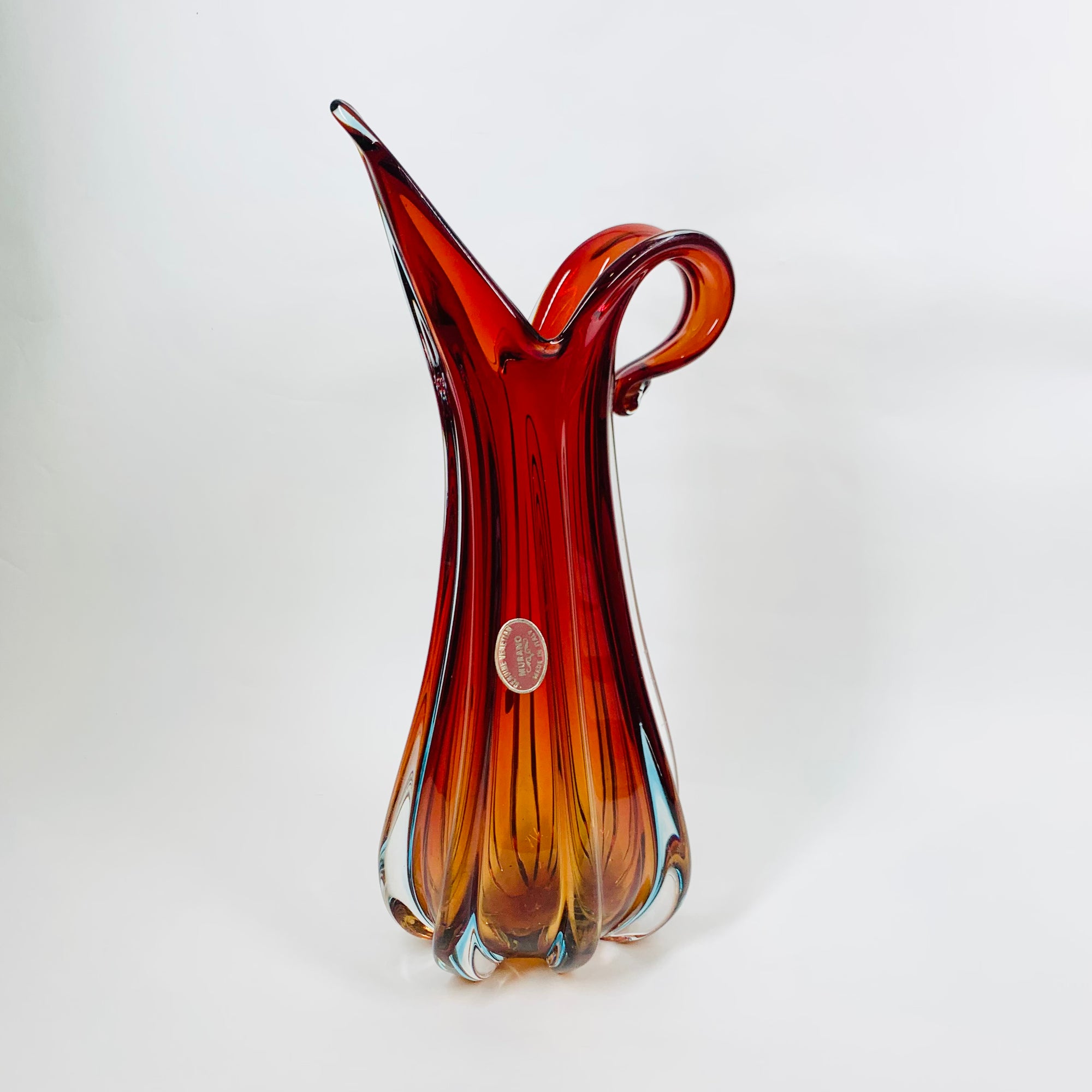 RED MURANO BULBOUS VASE