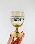 Rare 1940s harlequin gold gilded short stem wine glasses