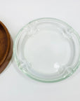 Large MCM gold embossed leather sleeve glass ashtray