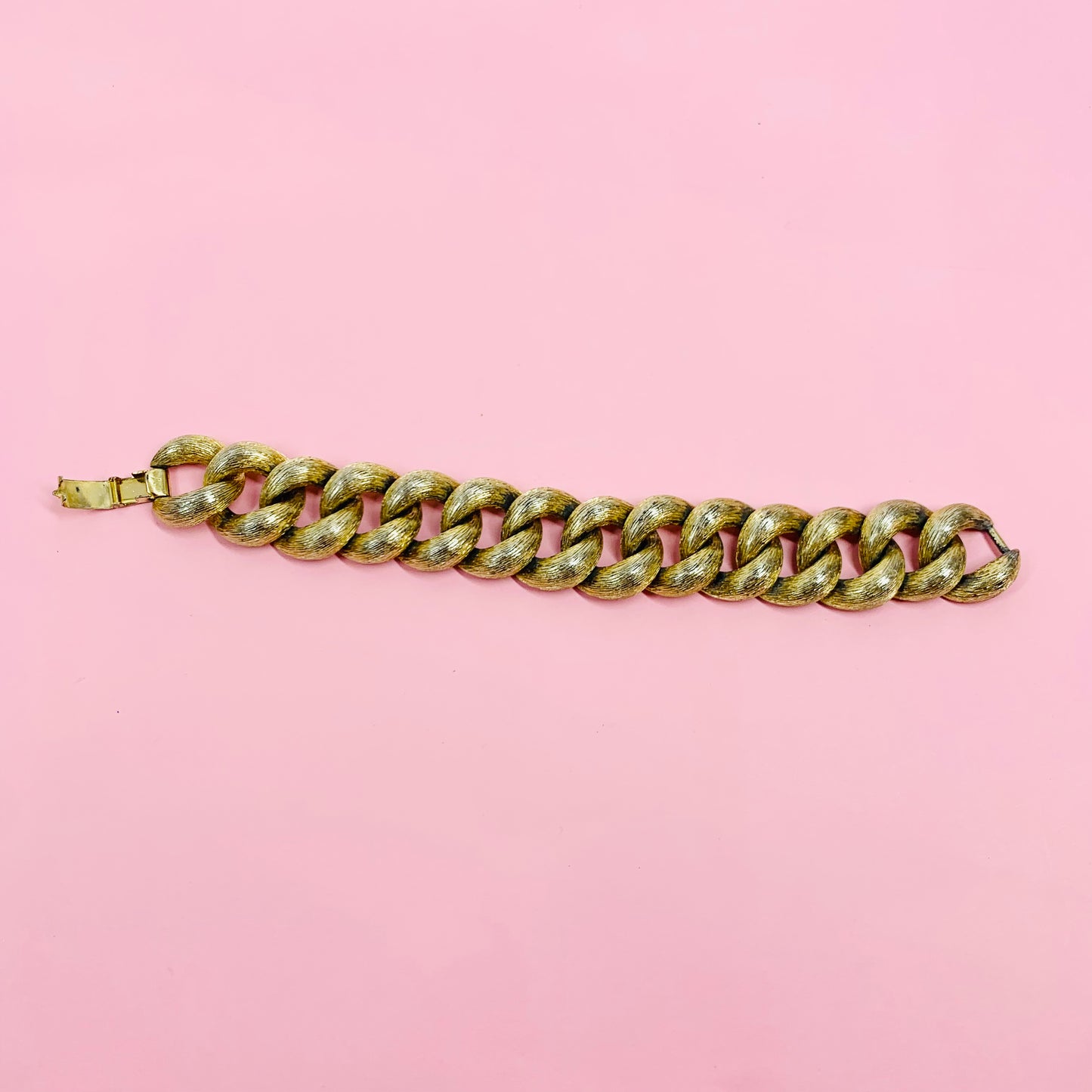 1960s chunky French gold plated fancy curb links bracelet