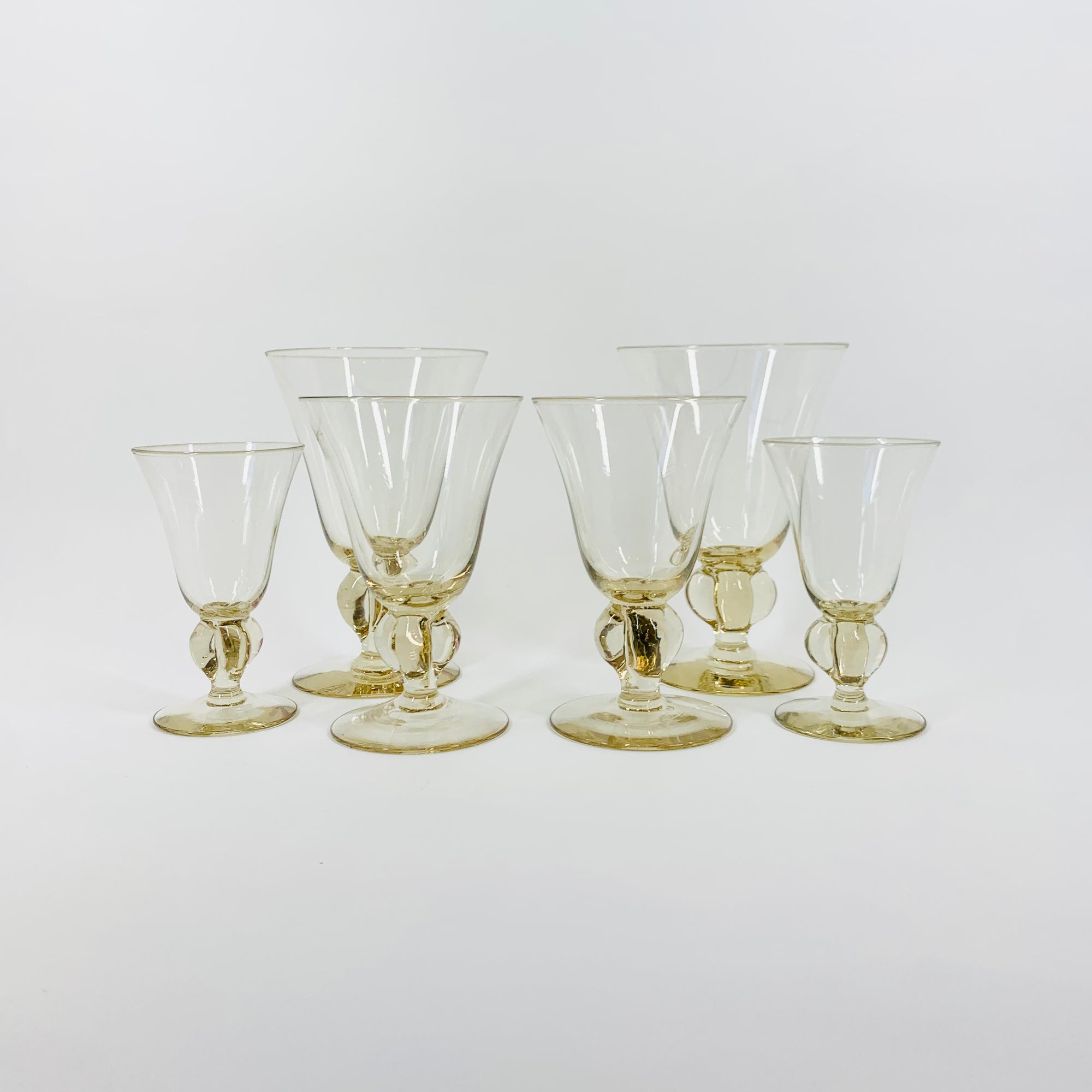 Rare Midcentury Swedish hand made citrine liqueur glasses with short stem