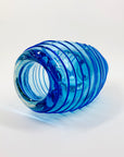 Extremely rare and heavy Murano MCM blue sommerso ribbed glass vase