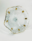 Midcentury pressed glass comport with gold rim
