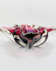 1970s JAPANESE HINERI PINK PURPLE SOMMERSO GLASS ASHTRAY