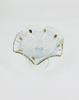 Midcentury pressed glass comport with gold rim