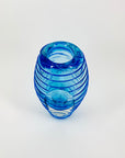 Extremely rare and heavy Murano MCM blue sommerso ribbed glass vase