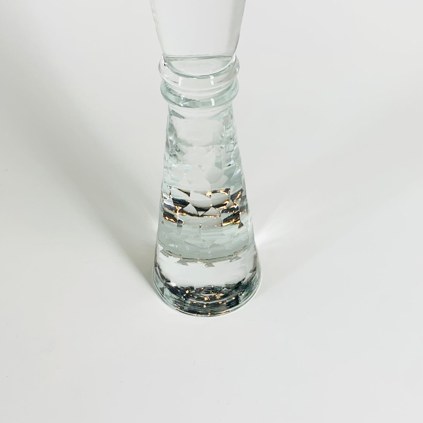 Vintage paperweight faceted stem glass champagne flutes