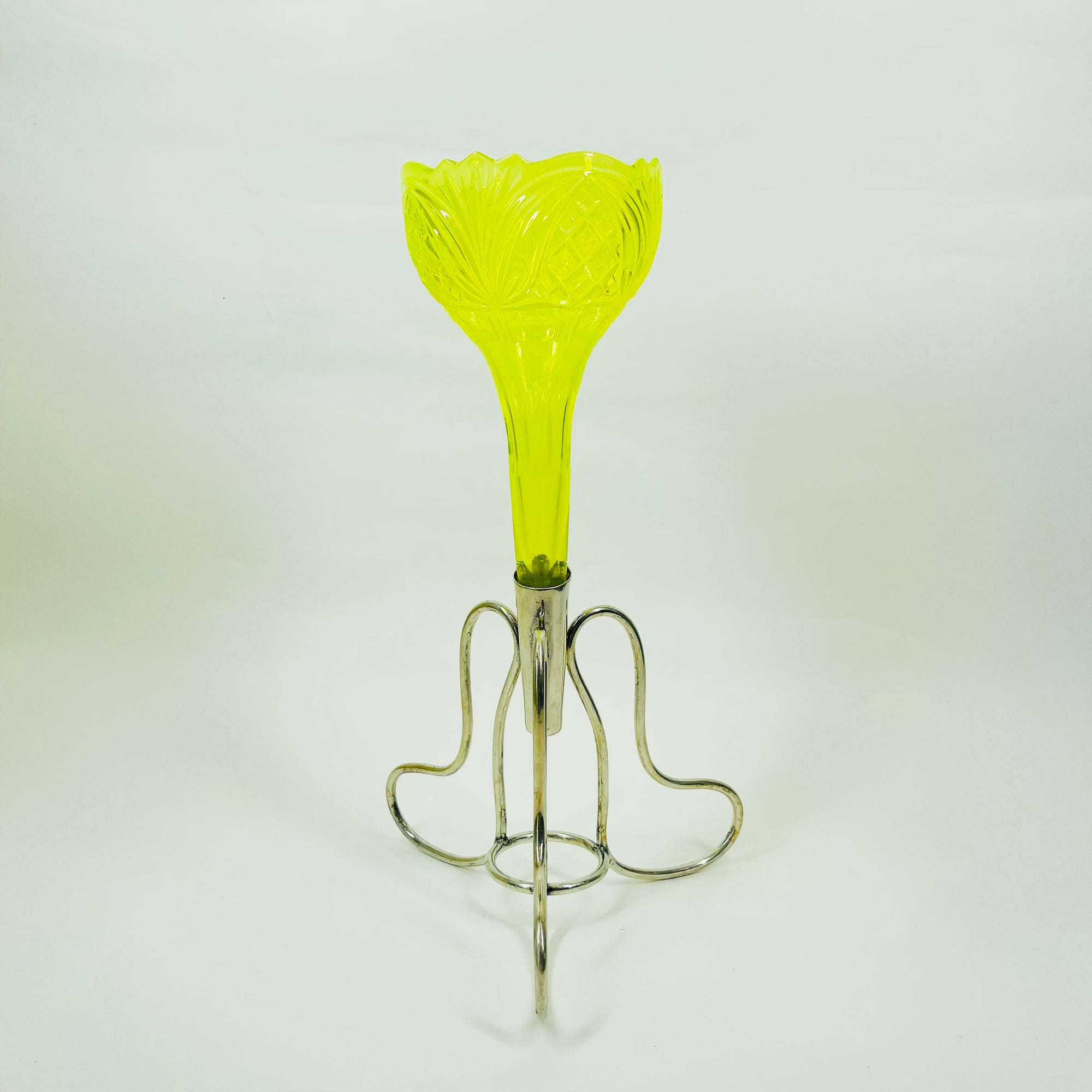 URANIUM GLASS TRUMPET VASE