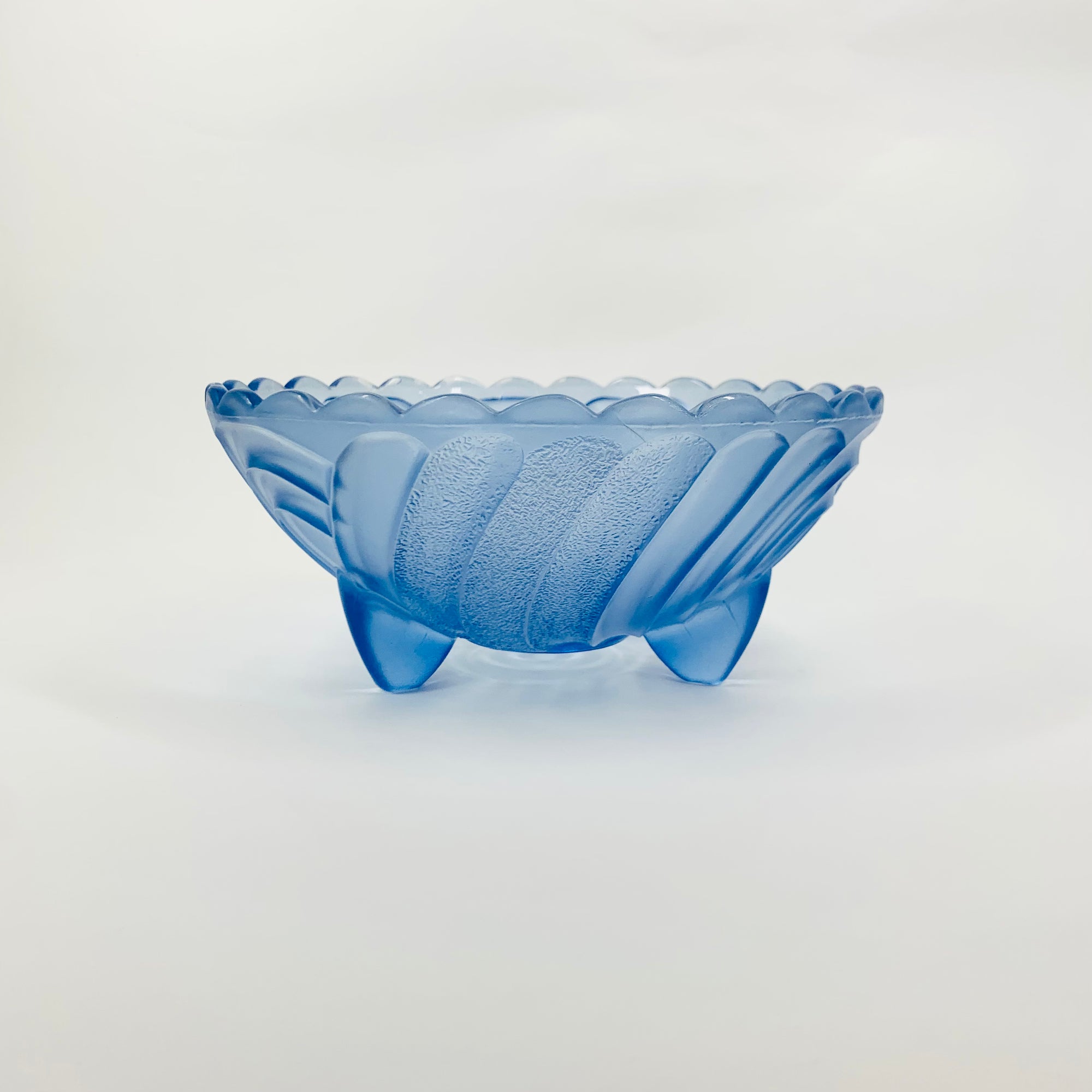 Antique Art Deco footed pressed glass salad/fruit bowl