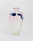 1980s Australian mouth blown ink pink art glass vase
