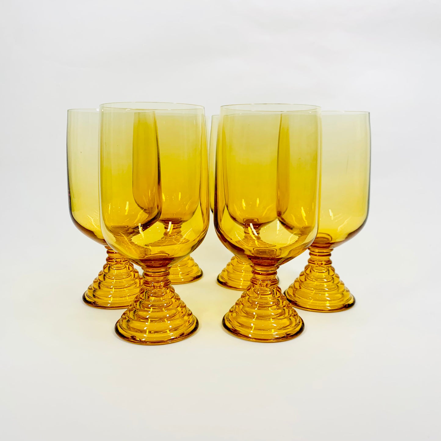 Rare MCM Japanese Soga amber Chum stem wine glasses