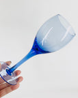 MCM hand made short stem blue wine glasses