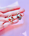 1950s Italian white & red enamel clip on earrings