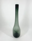 Retro tall grey glass long neck bottle vase