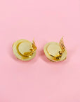 1980s tutti fruitti rhinestones filigree clip on button earrings