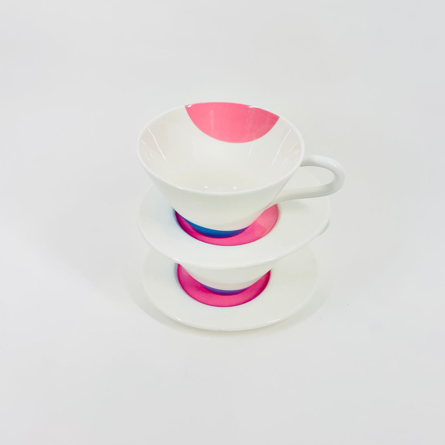 1980s Villeroy & Boch Memphis white porcelain coffee cup and matching saucer