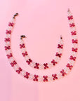 1950s clear purple crystal beads choker and bracelet