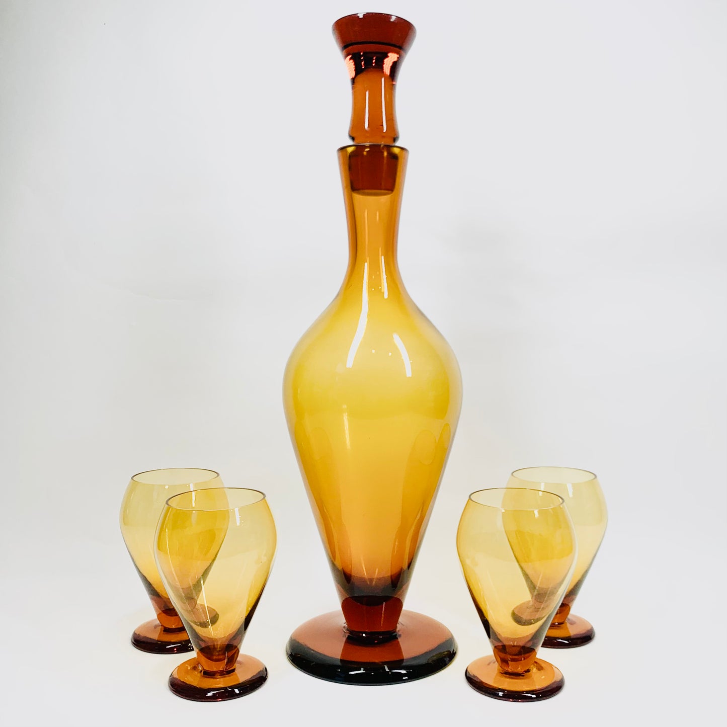 AMBER GLASS DECANTER SET