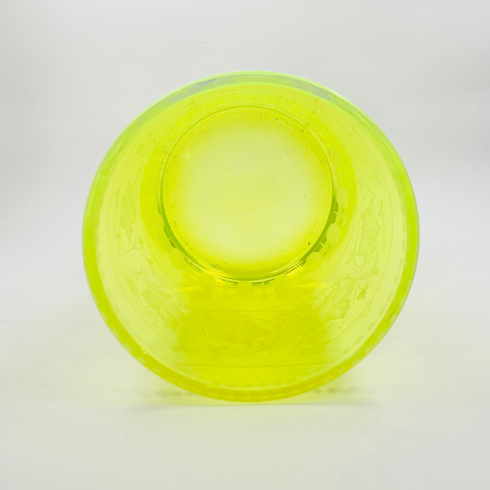 ETCHED URANIUM GLASS VASE