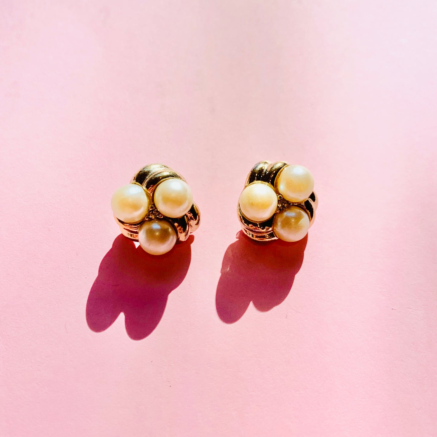 1950s trilogy pearl clip on earrings