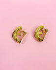 1960s gold plated filigree half hoop clip on earrings
