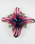 1970s JAPANESE HINERI PINK PURPLE SOMMERSO GLASS ASHTRAY