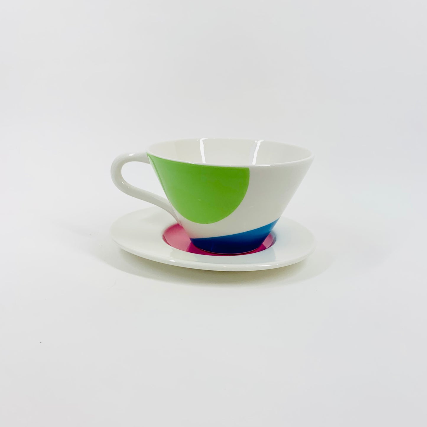 1980s Villeroy & Boch Memphis white porcelain coffee cup and matching saucer
