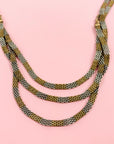 1960s multi strands braided mesh tri-tone necklace