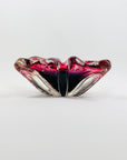 1970s JAPANESE HINERI PINK PURPLE SOMMERSO GLASS ASHTRAY